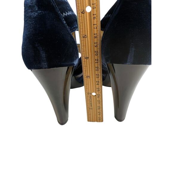 Michael Kors Berkley Sandal Blue Velvet Platform Block Heel Size 9.5M Zipper NWB - Picture 6 of 10